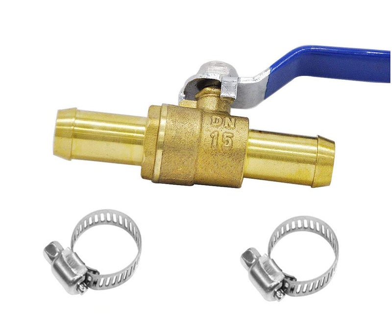 YOUHO 5/8 Hose Barb Straight Through Forged Brass Micro-Cut Ball Valve, heater hose shut off valve 5/8" Hose Barb x 5/8" Hose Barb, 180 Degree Operating Handle, Water, Oil, Gas, Fuel line Fittings - Image 1